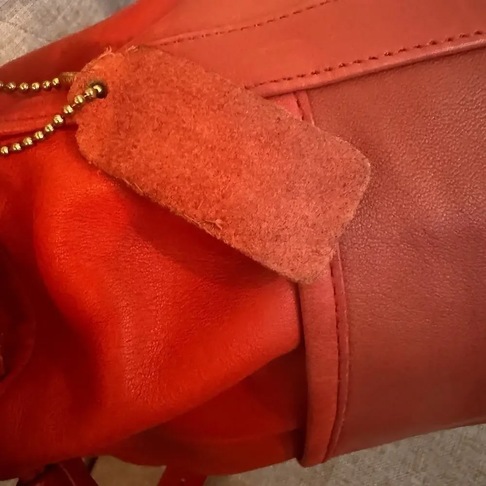 Coach Red Vintage Rare Style 4020 Drawstring Bucket Sac Red Leather
